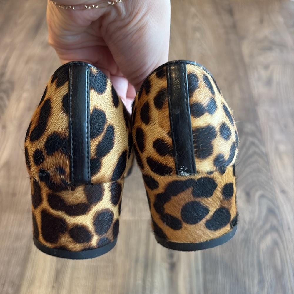 J. Crew Kate Pumps in Calf Hair Leopard Print Block Heel size 6 women’s - Picture 5 of 9